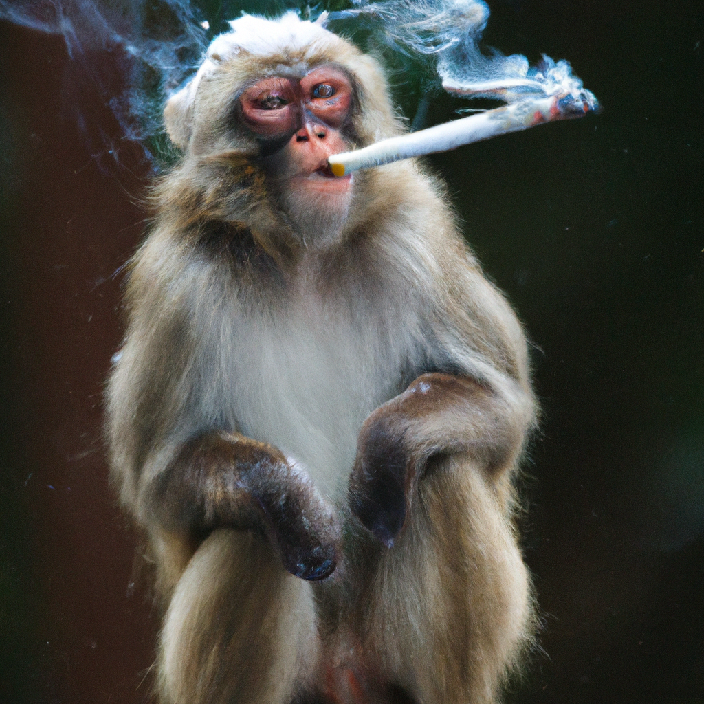 Snow Monkey smoking